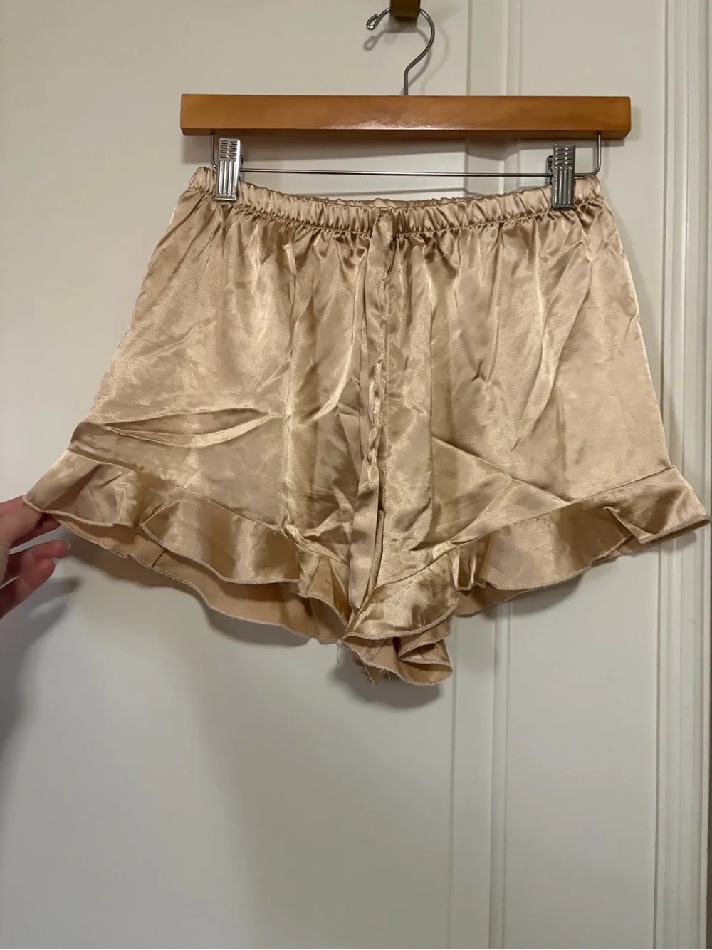 🎀Silky Feminine Champagne Short-Sleeve & Ruffle Shorts Pajama Set🎀